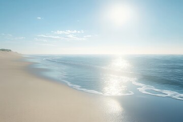 Obraz premium Sunny beach scene. Gentle waves lap the shore