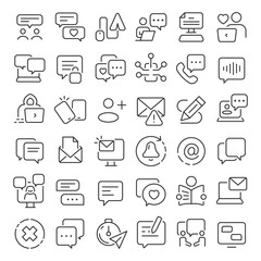 Fototapeta premium Assorted communication symbols in outline style