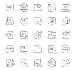 Communication icons arranged in orderly fashion