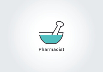 Pharmacist Logo – Minimal Mortar and Pestle Healthcare Symbol