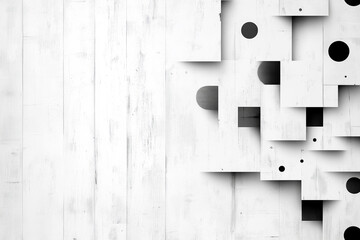 Geometric white and black 3D cubic structures with contrasting shadows abstract background, Perfect for architectural concepts and modern interior design inspiration