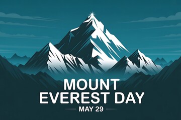 Majestic Mount Everest Day: Celebrate the world's highest peak on May 29th, a stylized graphic design with tea