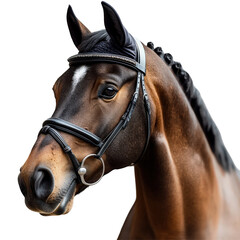 Fototapeta premium Elegant equine portrait showcases refined beauty and equestrian sportmanship detail