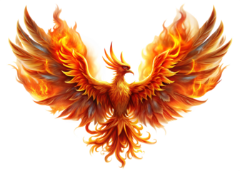  phoenix bird in flames isolated on white background  PNG , AI GENERATED