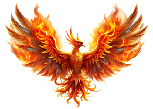  phoenix bird in flames isolated on white background  PNG , AI GENERATED