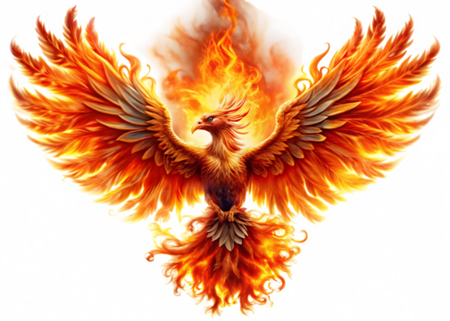  phoenix bird in flames isolated on white background  PNG , AI GENERATED