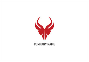 Minimalist Red Bull Head Logo Design for Branding or Company Use