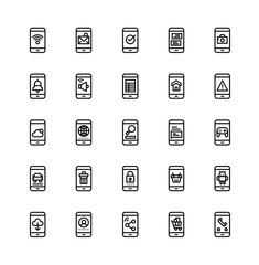 Mobile interface icons display varied features