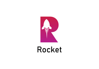Rocket Logo – Bold Letter R with Launching Rocket Icon