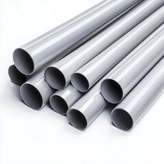 Light Gray Cylindrical Pipes on White Background