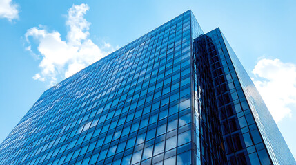 Harmony of Modern Glass Office Tower and Blue Sky