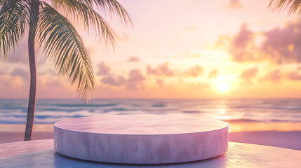 Obraz premium Tropical Beach Sunset View from Empty Marble Platform