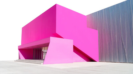 Minimalist Modern Architecture Featuring Bold Pink and Gray Contrasts