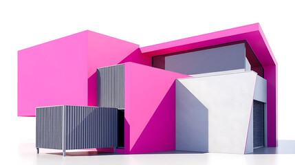 Minimalist Modern Architecture Featuring Bold Pink and Gray Contrasts