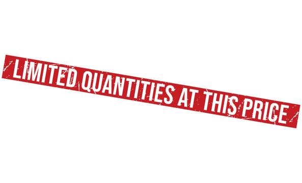 Red Grunge Rectangular Stamp Limited Quantities at This Price, White Text,Isolated