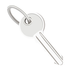 Single Metal House Key Illustration Isolated on White Background