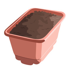 Pink Plant Pot with Soil Illustration Isolated on White Background