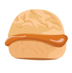 Brazilian Cheese Bread Filled Dulce de Leche Illustration Isolated on White Background