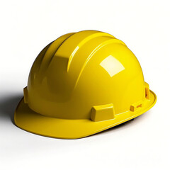 Bright Yellow Safety Helmet on a White Background