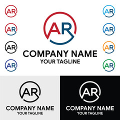 Initial AR letter geometric shaped rounded vector trendy modern logo design template. Versatile AR logo designs in various color combinations. A collection of modern and minimalist AR logo designs.