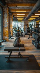 Modern Gym Room with Exercise Equipment
