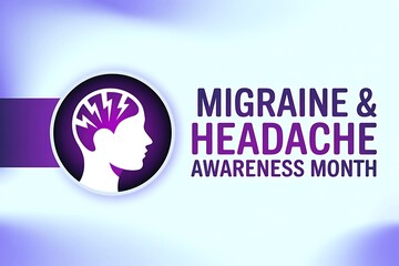 Understanding Migraine Headache Awareness Month: A graphic design promoting awareness with the purple and white color scheme
