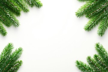 Fresh evergreen sprigs frame a blank space