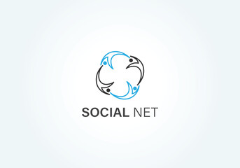 Social Net Logo with Circular Fish Symbol – Modern Community Networking Icon