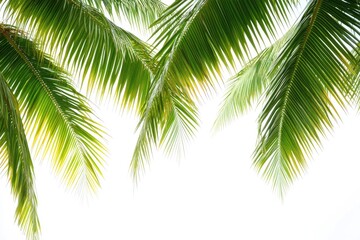 Fototapeta premium Lush tropical palm fronds against a white background