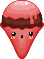 Kawaii Strawberry Waffle Cone Ice Cream