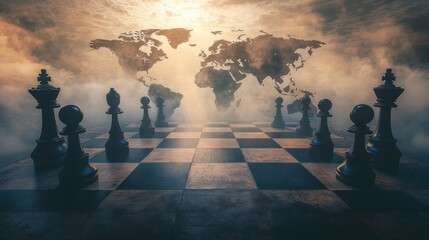 Global conflict depicted on a chessboard.