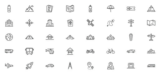 Travel icon set Exploring the world