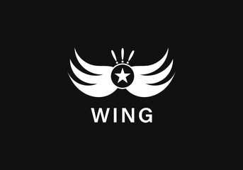 Wing Logo Emblem Star Symbol Black White Design Badge Icon
