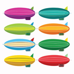 Eight Classic zeppelin arranged on white background © Anamul