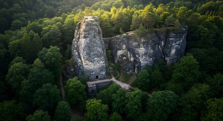 Rock Formation in Forest