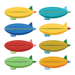 Eight Classic zeppelin arranged on white background © Anamul