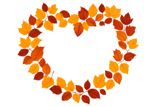 autumn leaves heart shape seasonal fall foliage art
