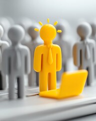 decision makers digital persona marketing shopper target audience Innovative leadership concept with a bright figure standing out in a crowd, symbolizing creativity and inspiration in the workplace.