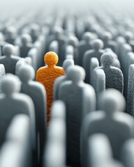 decision makers digital persona marketing shopper target audience A striking visual of individuality, showcasing a single orange figure standing out in a sea of gray figures, symbolizing uniqueness.