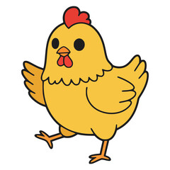 playful chicken rooster pet animal farm flat color vector illustration template design