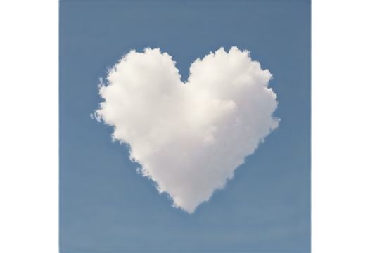 Heart Shaped Cloud Floating Against Blue Sky Background
