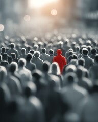 decision makers digital persona marketing shopper target audience A striking image of a crowd in grayscale with one vibrant red figure standing out, symbolizing individuality and presence.