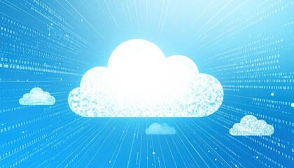 Abstract Cloud Computing Data Stream Digital Technology Concept Binary Code Background