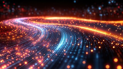 Obraz premium Glowing Data Stream with Abstract Flow.