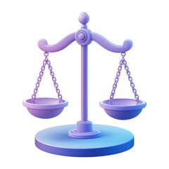 3D Legal Balance Symbol Justice Scales for Fair Trial, Court, and Law Representation