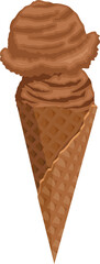 2 scoops of waffle cone chocolate soft serve ice cream