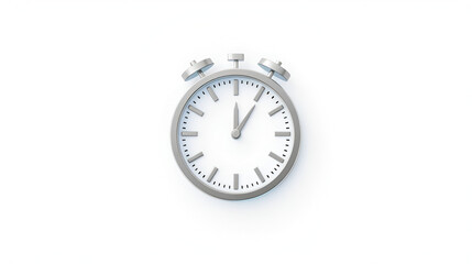 3D clock icon, minimalist design representing time and chronology on a white background.