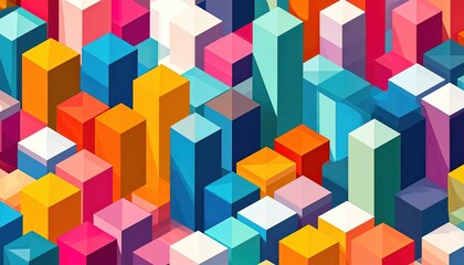 Obraz premium Vibrant Colorful Isometric Cubes Abstract Background Ideal for Modern Designs and Presentations