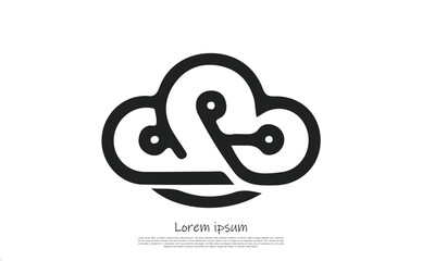 Black Cloud Design with White Hole Shapes on Transparent Background