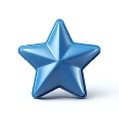 Obraz premium A striking matte blue five-pointed star, rendered in 3D, sits against a pure white background. The stars texture is subtly detailed, giving it a three-dimensional feel.